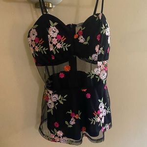 Beautiful part sheer top with embroidery